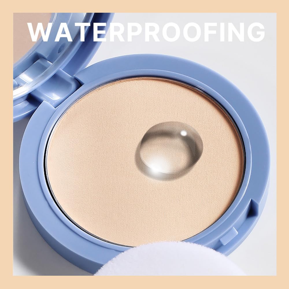 Kaely Pressed Face Powder Compact, Oil Control Flawless Makeup Setting Powder, Perfection Matte Compact Powder Foundation, polvo compacto de maquillaje, Lightweight Waterproof, 01 Calassic Ivory