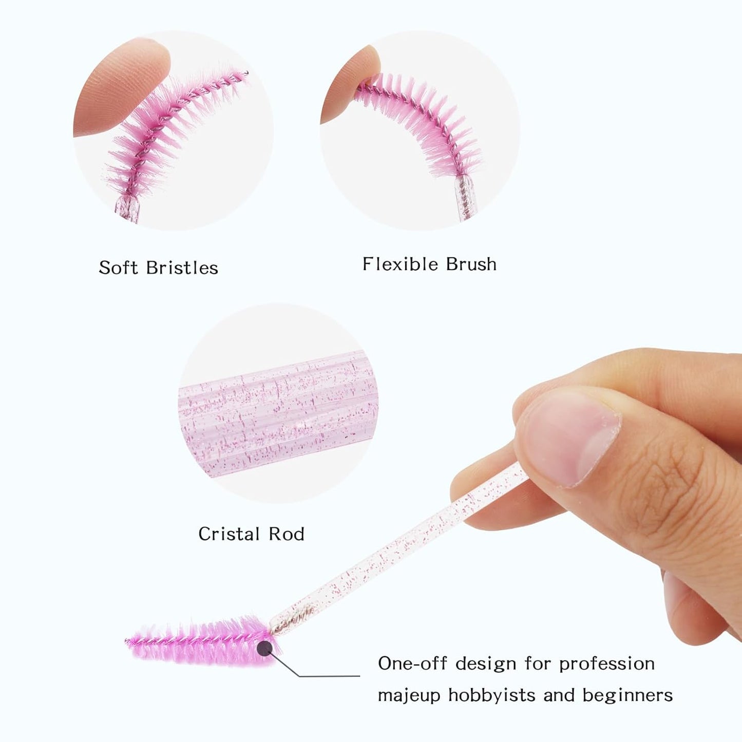 48 Pieces Disposable Mascara Wands Set,Include 24 pcs Disposable Crystal Lash Spoolies Brush and 24 Pieces Reusable Diamond keychain Empty Eyelash Brush Tubes for Women Girls Makeup Brush Kit