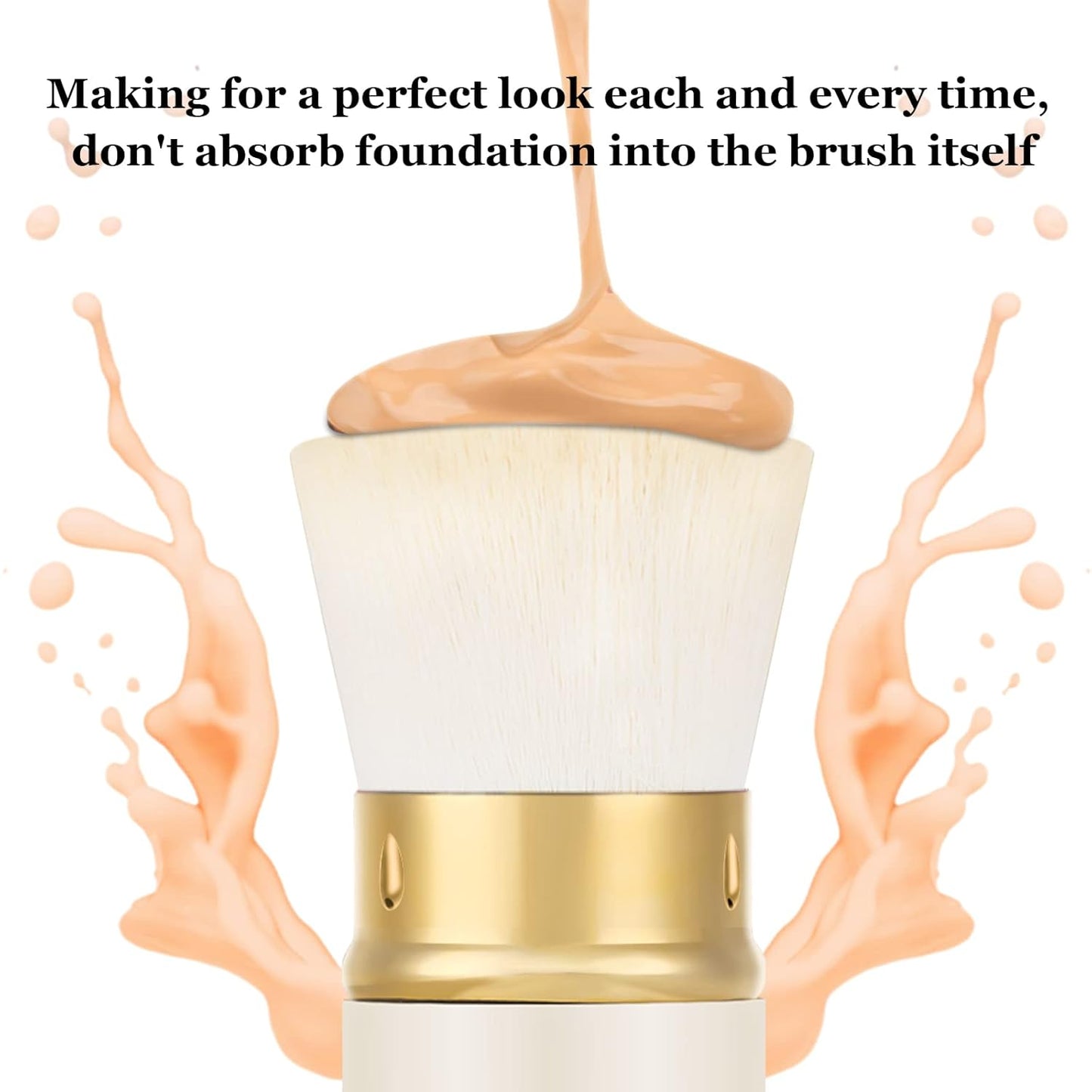 Falliny Retractable Foundation Makeup Brushes, Travel Kabuki Powder Brush Portable Liquid Foundation Sunscreen Brush with Cover for Blending Liquid, Bronzer,Cream or Flawless Powder Cosmetics