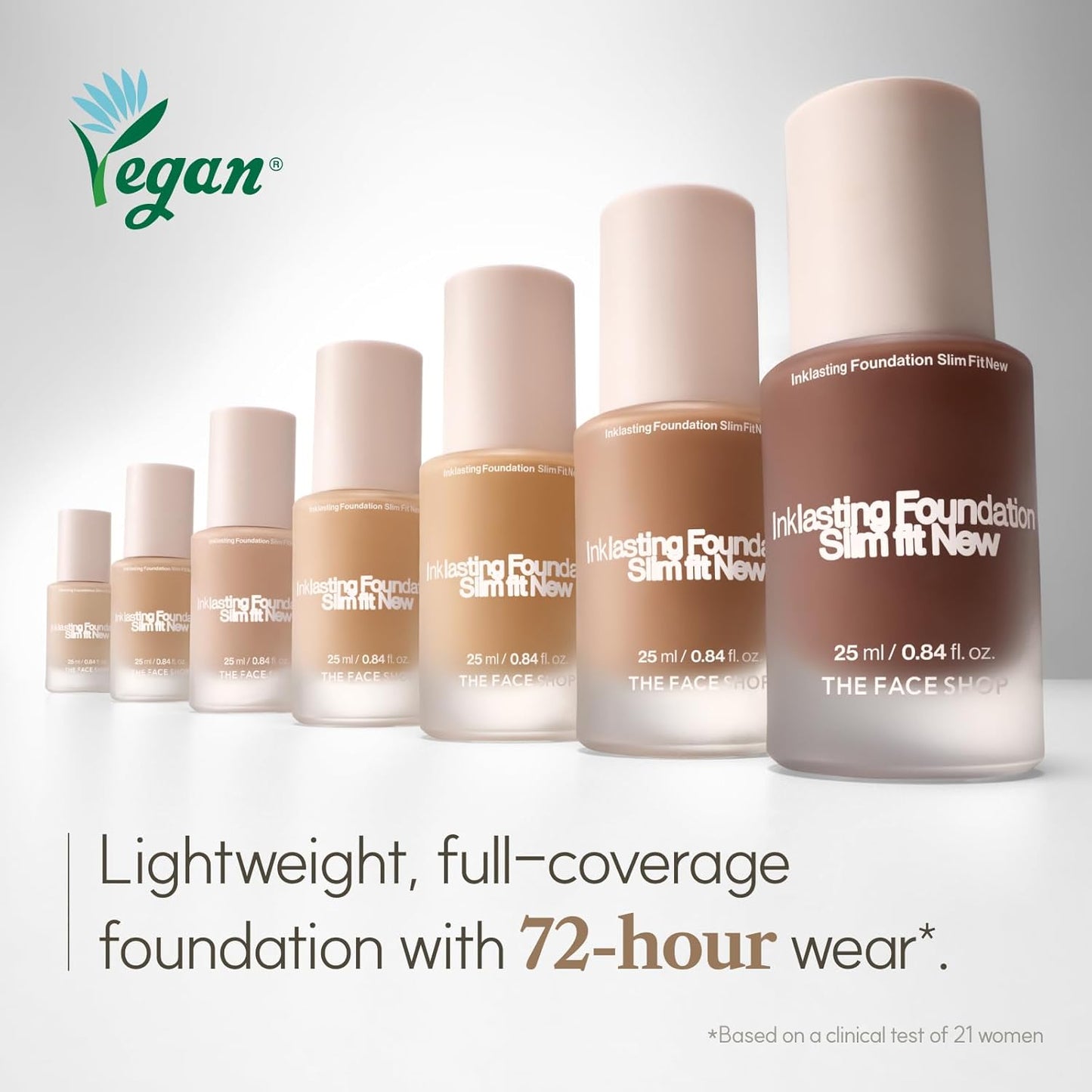 THE FACE SHOP Ink Lasting Liquid Foundation, Full Coverage, 72‑Hour Wear Semi‑Matte Finish, Makeup with Bakuchiol, N120 Marshmallow, 0.84 Fl. Oz.