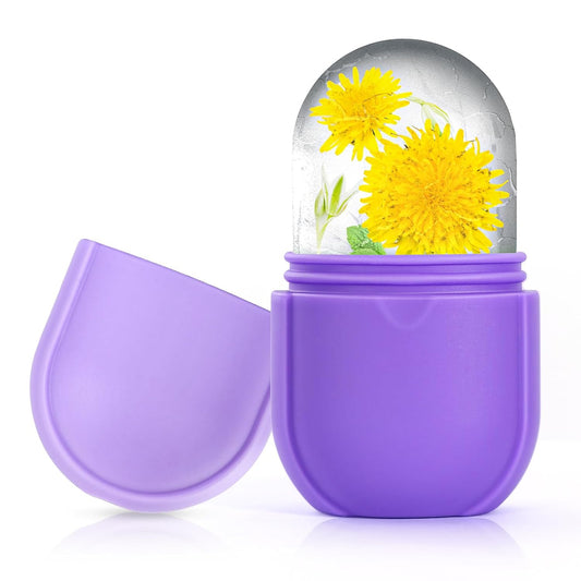 IMEASY Ice Roller for Face and Eye, Upgrated Skin Care Tools, Ice Facial Cube, Gua Sha Face Massage, Silicone Ice Mold for Face Beauty (Purple)