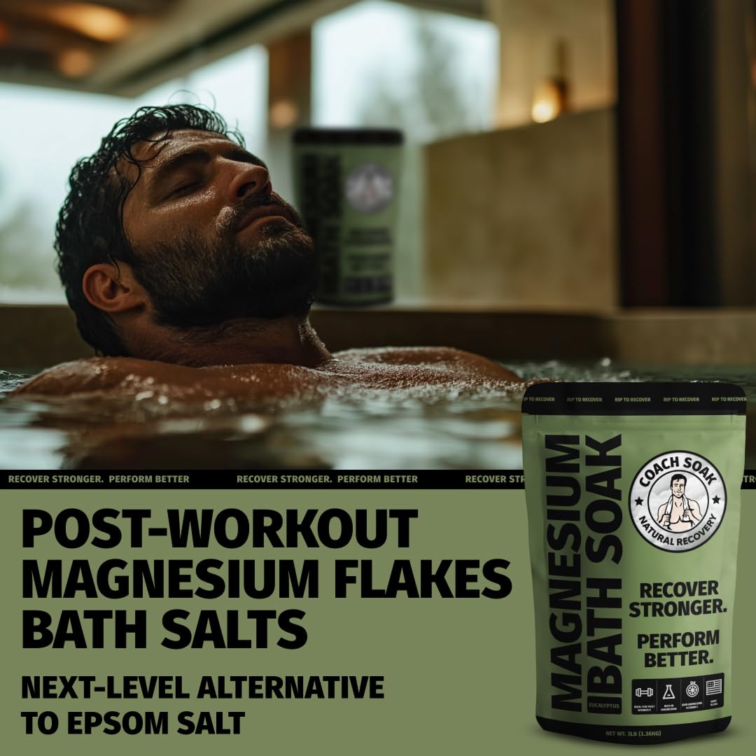 5 Pack Bundle: Coach Soak Recovery Bath Soak, Epsom Salt Bulk, Bath Salts Bulk, 5 Pack Bundle, Total of 15 Pounds (Eucalyptus Tea Tree)