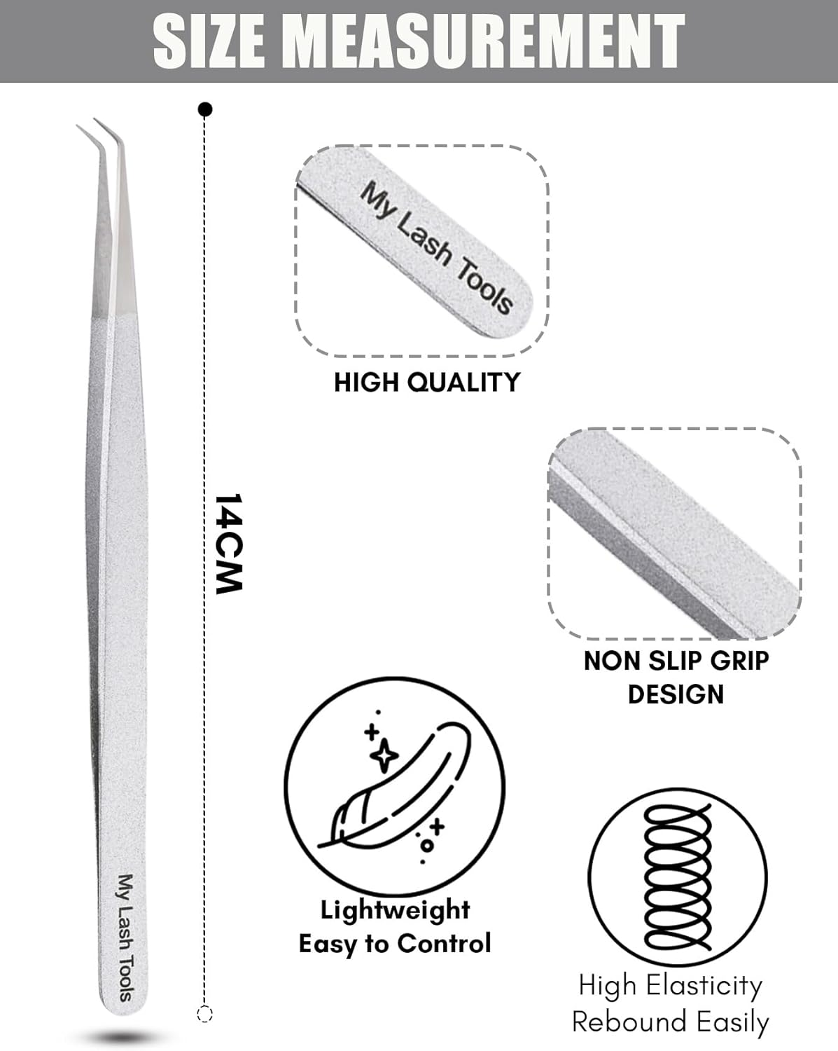 Isolation Tweezer Eyelash Extension Curved Degree Tweezers for Isolation – 14cm Japanese Stainless Steel, Best for Individual Isolation & Classic Lashes Eyelash Twisers (Silver Pantone)