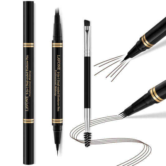 Eyebrow Pen,2-in-1 Waterproof Eyebrow Pencil with 4 Tip Microblading Brow Pen and Ultra-Precise Brow Pencil,with Dual-ended Eyebrow Brush,Eyebrow Makeup for Natural Looking - Espresso