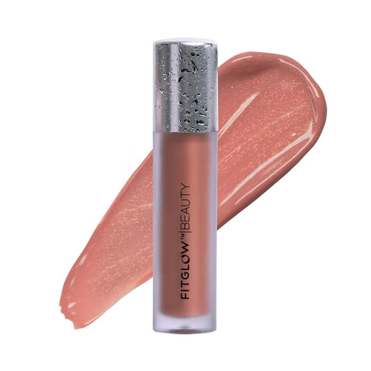 FITGLOW Beauty Lip Colour Serum | Hydrating Lip Gloss | Plumping Anti-Aging Lip Treatment | Natural Shine with Pomegranate Sterols & Collagen | Buildable Color for Dry Chapped Lips | Buff Pearl - 10g