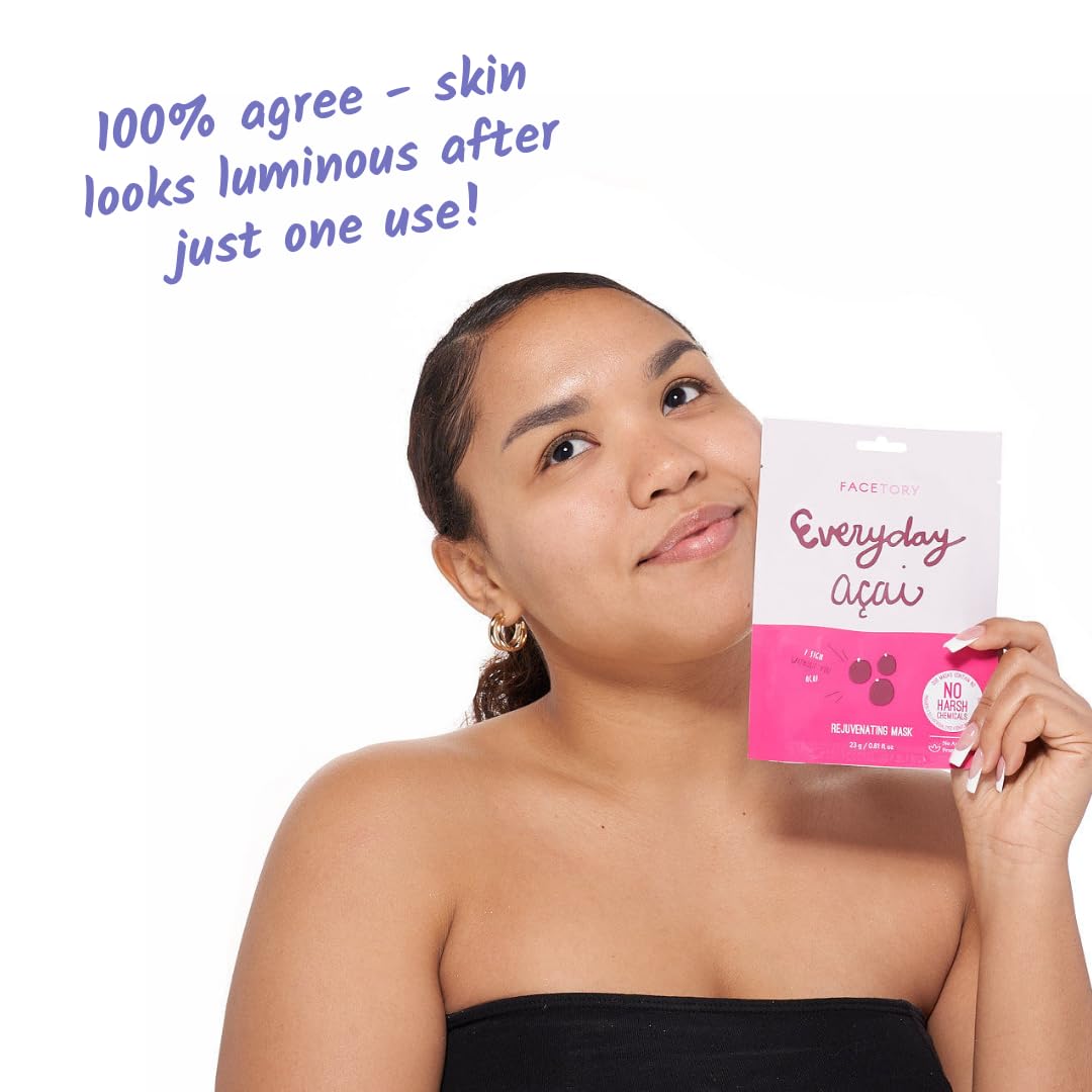 FACETORY K Beauty Face Mask Skin Care - EVERYDAY 8 COLLECTION Sheet Mask Set | Natural Premium Korean Face Mask For All Skin Types - No Sulfates No Parabens (8 pc)
