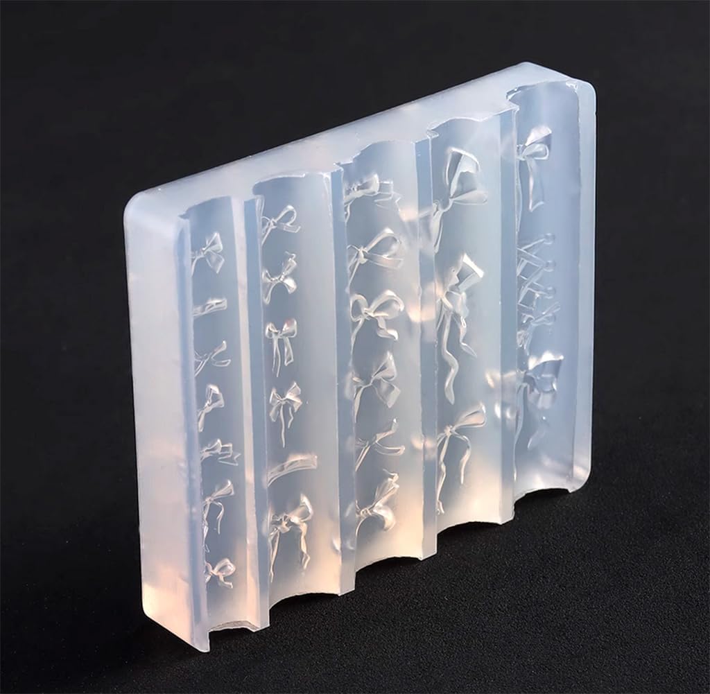 Ribbon Bows Silicone Nail Mold Embossed Bowknot Nail Art Mould Tools 3D Carving Templates for Women Girls Manicure Accessories