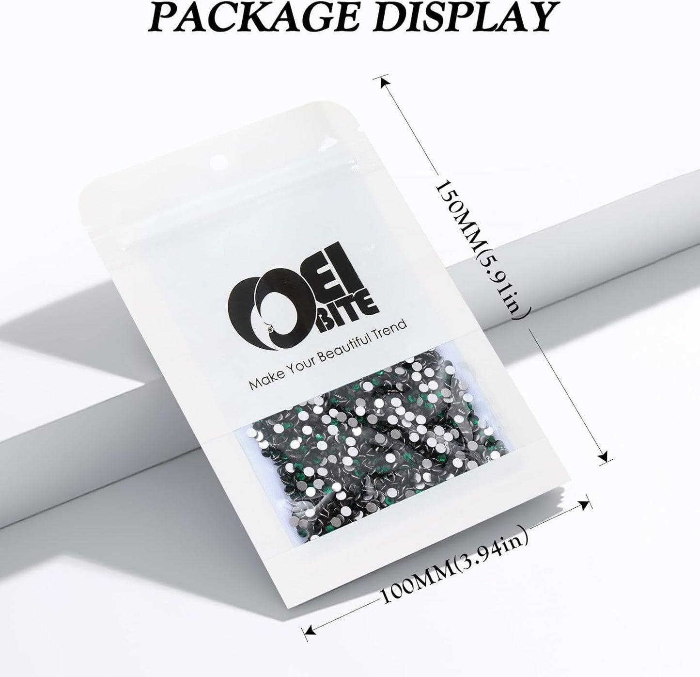 Green Flatback Rhinestones, Glass Rhinestones for Nail Art and Craft, Glue Fix, Loose Crystal Gemstones(Green, SS10, 2880pcs, 2.7-2.8mm)