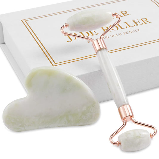 Jade Roller for Face, Facial Roller Massager Skin Care Tool, Gua Sha Facial Tools for Face, Neck, Eyes, Reduce Puffiness of The Skin