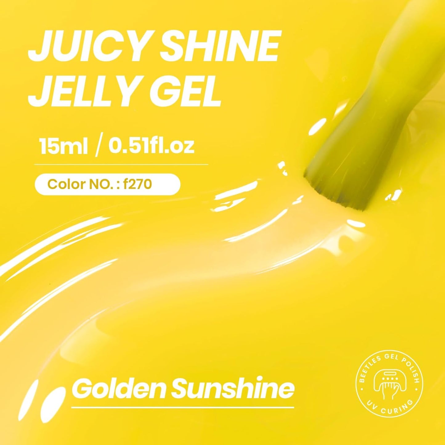 Beetles Yellow Gel Nail Polish, 15ML Clear Yellow Jelly Gel Polish Sheer Translucent Effect Neutral Nail Polish Soak Off UV Golden Sunshine Series French Nail Art Manicure Salon Gift for Women