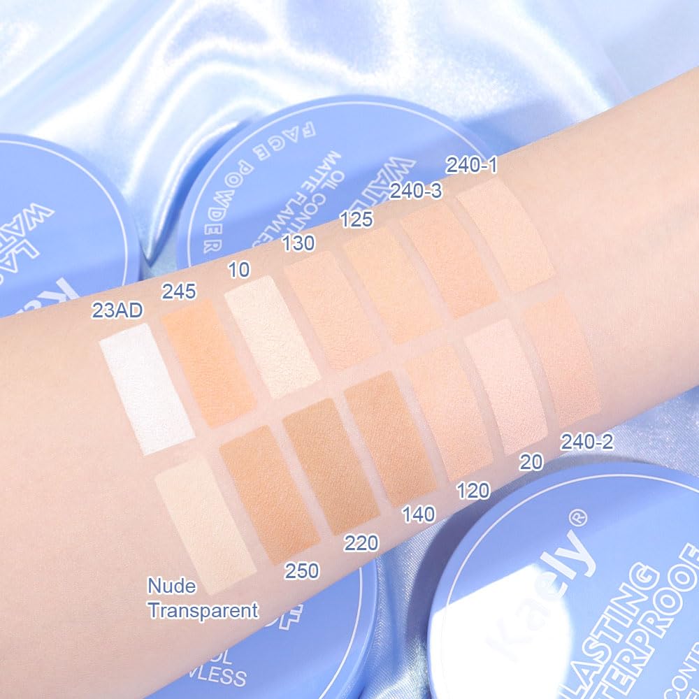 Kaely Oil Control Face Pressed Powder, Perfection Matte Compact Powder, Long Lasting Waterproof Finishing Powder Makeup, polvo compacto de maquillaje, Lightweight, Vegan, 20 Ivory