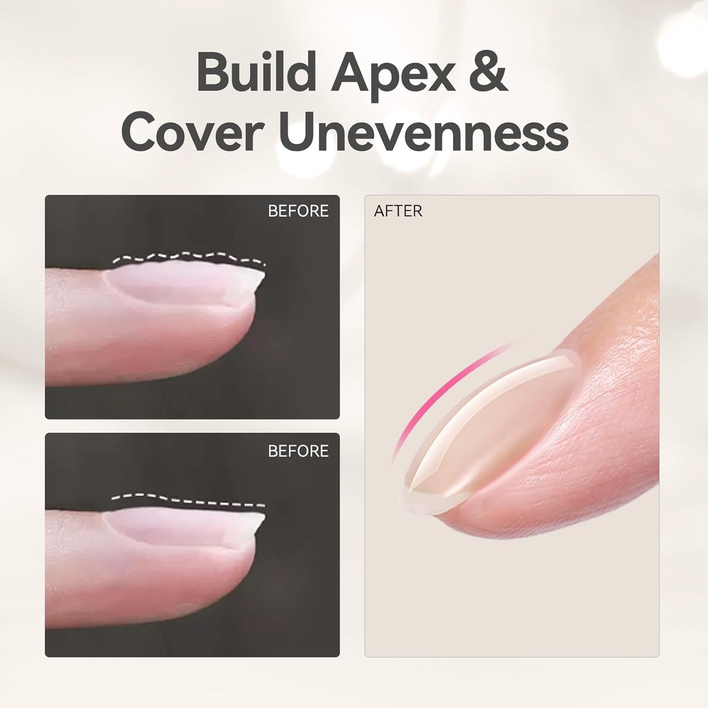 BORN PRETTY Builder Gel for Nails, 8-in-1 Extension Gel Strengthener Gel Hard Builder Nail Gel Base Top Gel, Natural Nude Gel Builder Rhinestone Nail Glue Gel in A Bottle 15ML