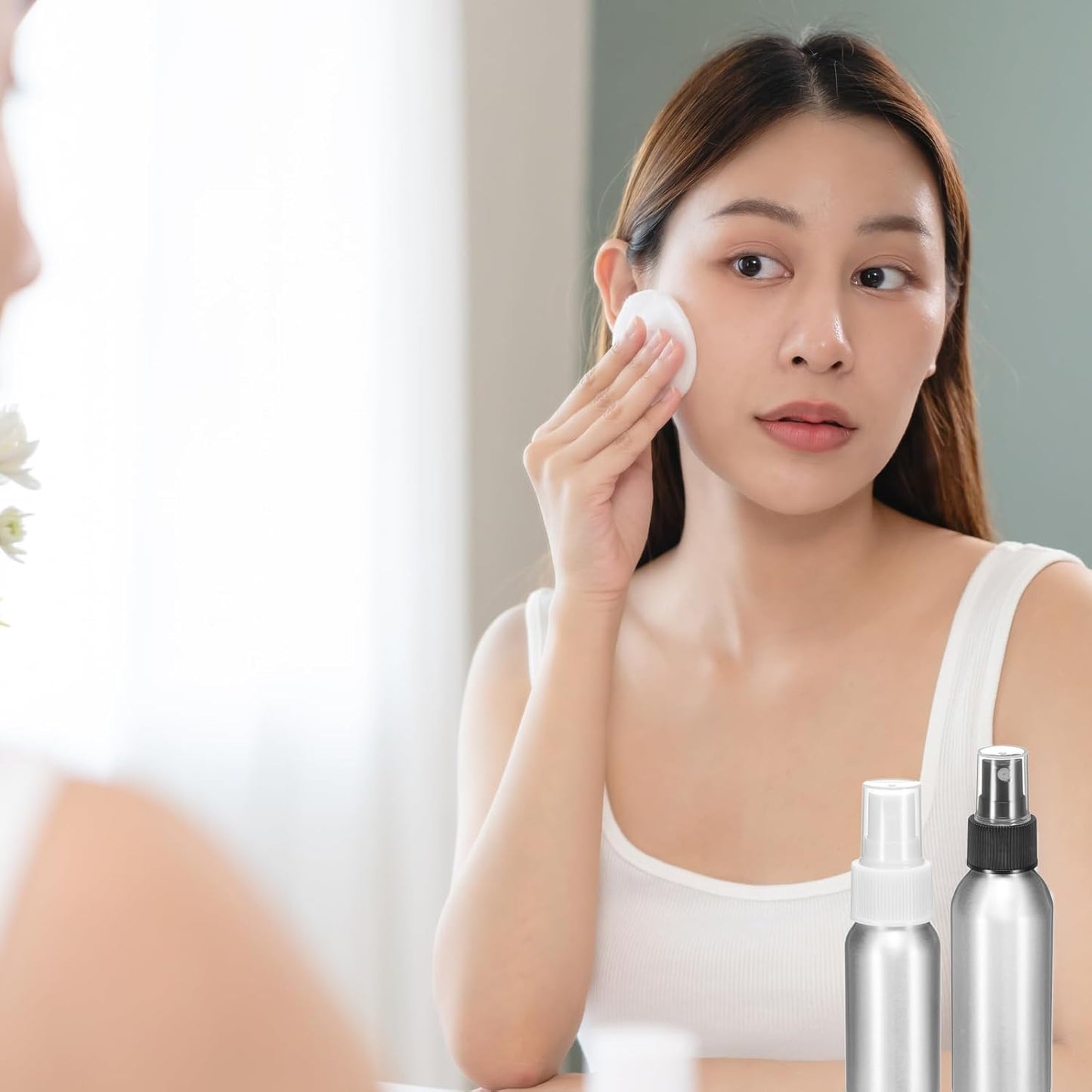 HARFINGTON 5pcs Aluminum Fine Mist Spray Bottles 50ml/1.7oz Metal Small Liquid Alcohol Refillable Travel Container with Black Plastic Nozzle Cap for Perfume Skincare Cosmetic Storage Bottle