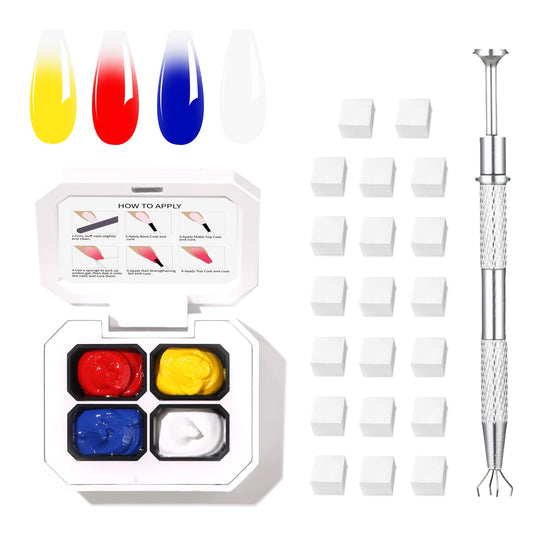 Finger Secret 4 Colors Set Ombre Pat Gel Nail Polish,Sponge Patting Gradient Painting Gel for Nail Art DIY can be Painted,Flower Painted in Salon or Home Use