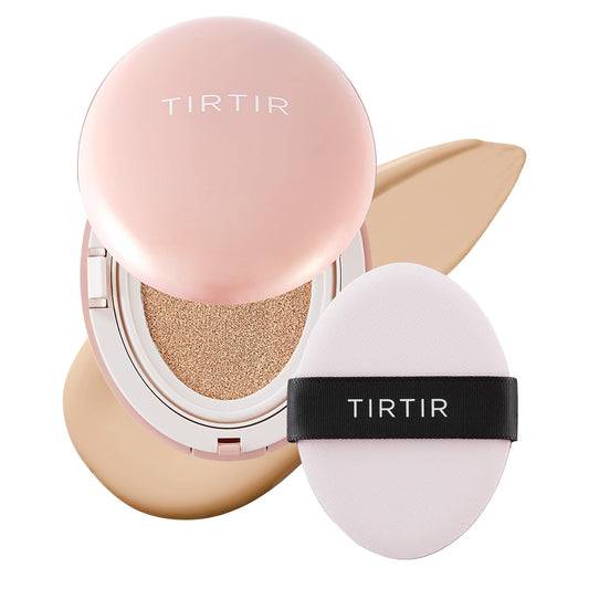 TIRTIR Mask Fit All Cover Pink Cushion Foundation | High coverage, Velvety Matte Finish, Lightweight, Flawless, Corrects Redness, Korean Cushion (#21N Ivory, Full Size, 0.63 Fl Oz)