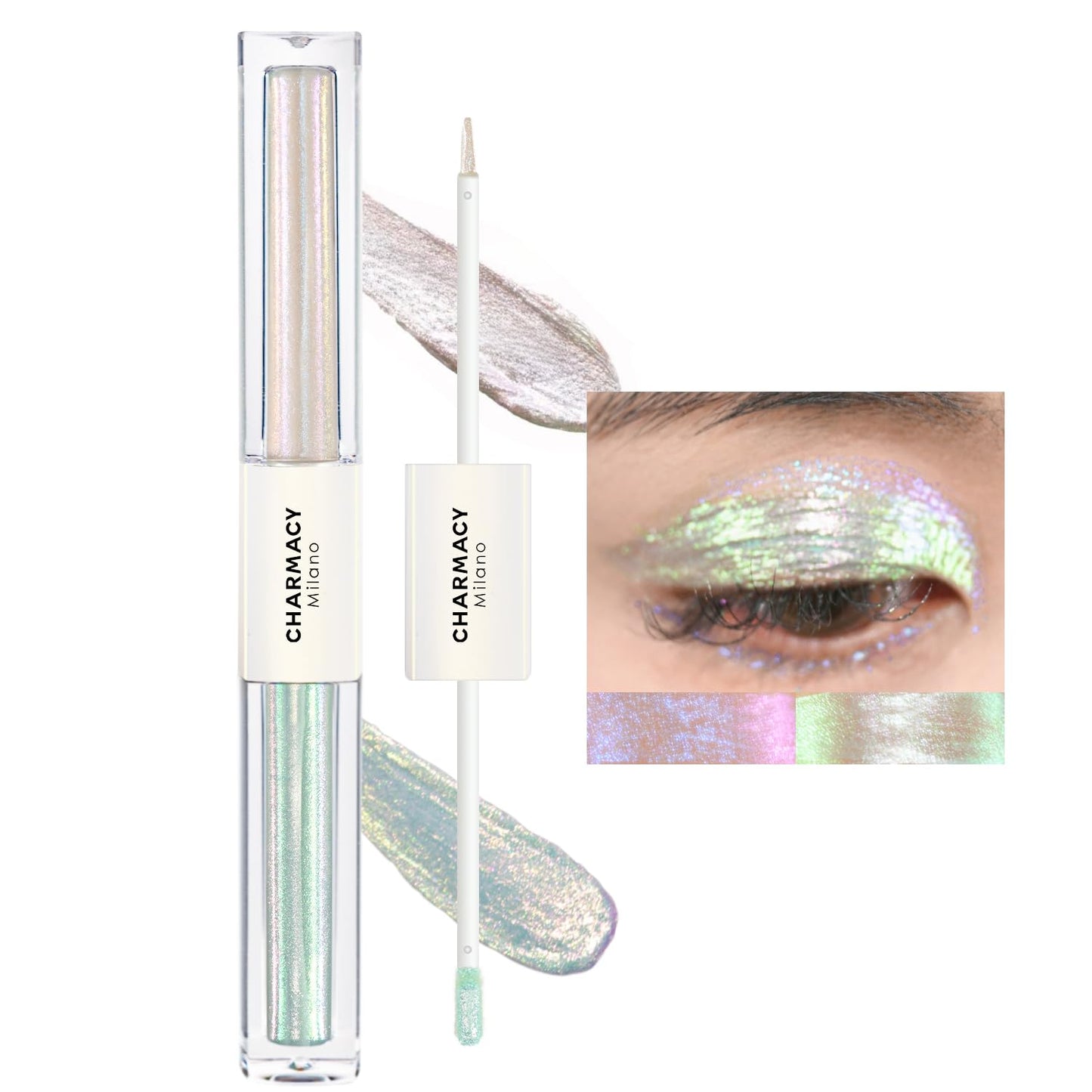 CHARMACY 2 in 1 Starlit Duochrome Liquid Eyeshadow, Glitter Sparkle Colorful Liquid Eyeliner, Quick Drying, High Pigmented, Long lasting Holographic Glitter Multichrome Eye Makeup #03