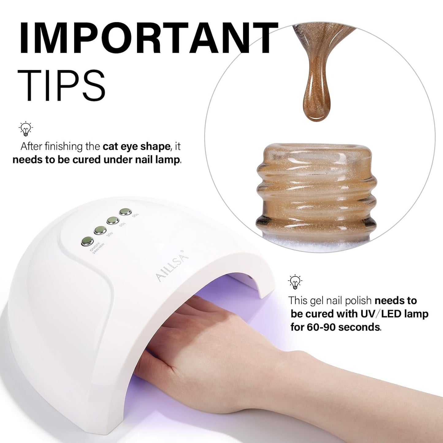 AILLSA Cat Eye Gel Nail Polish Champagne Gold Crystal Polish with Magnet, Jelly Glitter Glass Nail Polish Reflective Sparkle Translucent Shimmer Color U V Gel Salon DIY at Home 0.5 OZ GF29