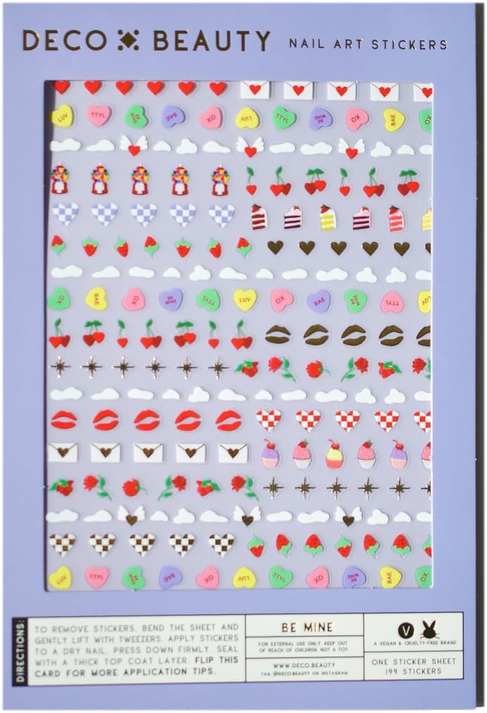 Be Mine Nail Stickers - Lightweight & Easy-to-Apply Art with Cute & Trendy Designs - Durable & Long-Lasting Nail Stickers for Women, Ideal for DIY Manicures
