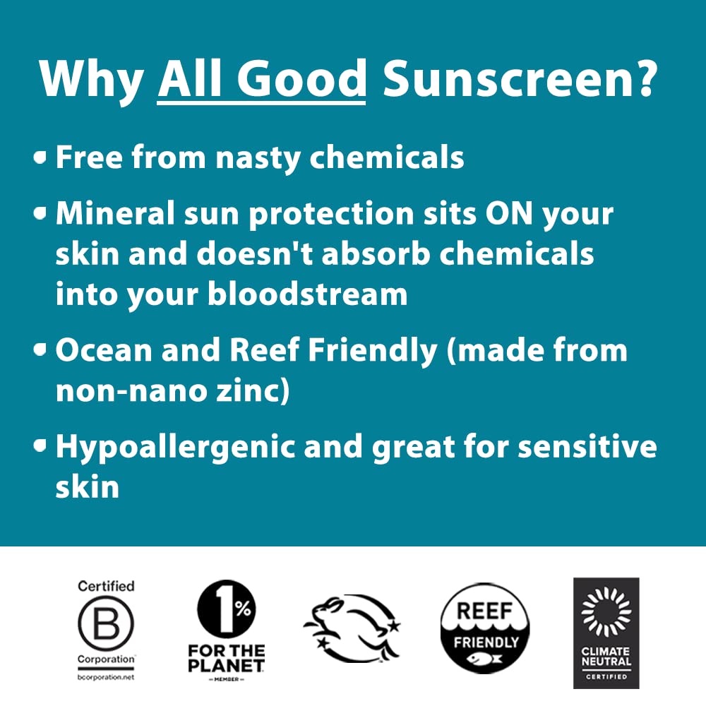 All Good Sport Sunscreen Spray - UVA/UVB Broad Spectrum SPF 30 - Water Resistant, Coral Reef Friendly - Zinc, Calendula, Aloe (6 oz)(2-Pack)
