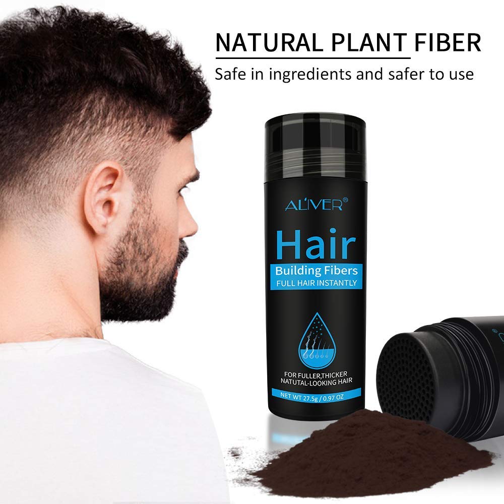 Aliver Hair Fibers for Thinning Hair Medium Brown - Undetectable Natural Formula - Thicker Fuller Hair in 15 Seconds - Conceals Hair Loss & Look Younger - Designed for Men & Women,0.97Oz