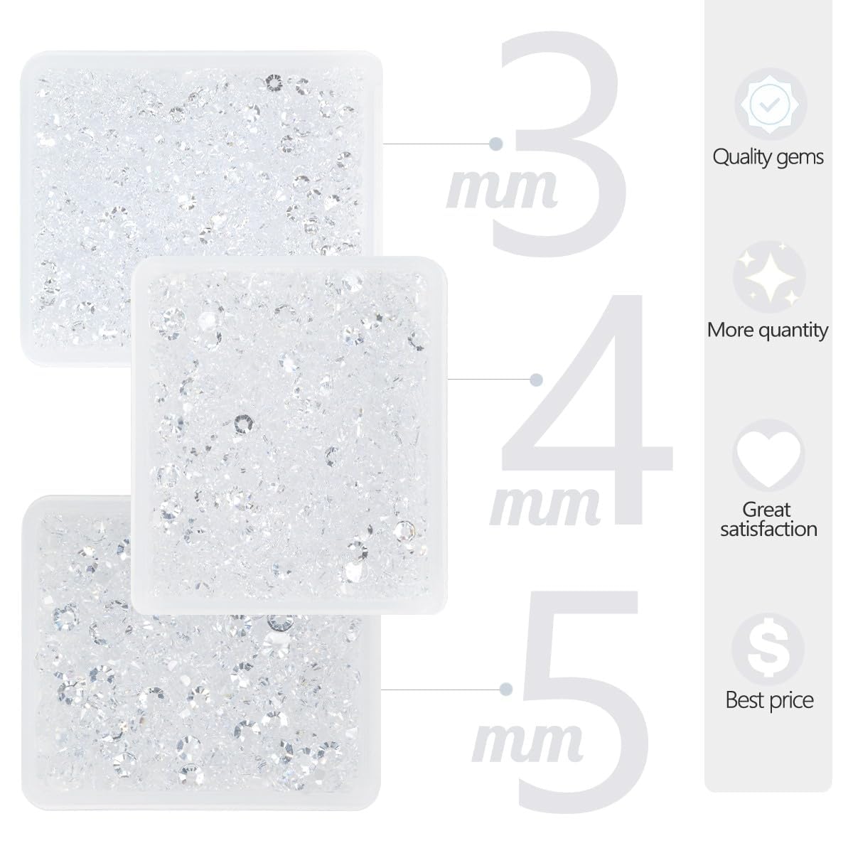 3mm 4mm 5mm Transparent Resin Rhinestones for Crafting Crystal Clear Flatback Jelly Stones Bulk SS10 SS16 SS20 Non-Hotfix Diamonds Gems for Nails Face Eyes Makeup Tumblers Bottles DIY Crafts