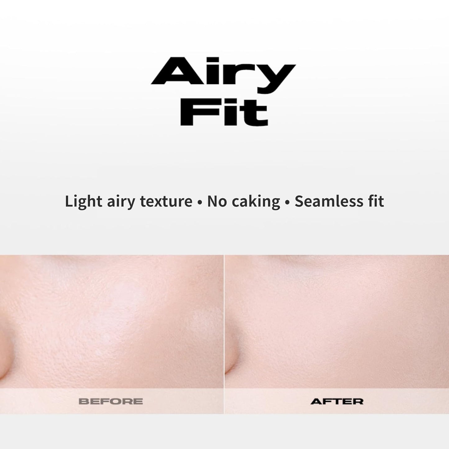 Air Fit Powder Pact 0.28oz - Makeup Fixing Pressed Powder Compact with Mirror and Puff Airy & Light Texture Face Blur Setting Finishing Translucent Sebum Control Lightweight Vegan Formula