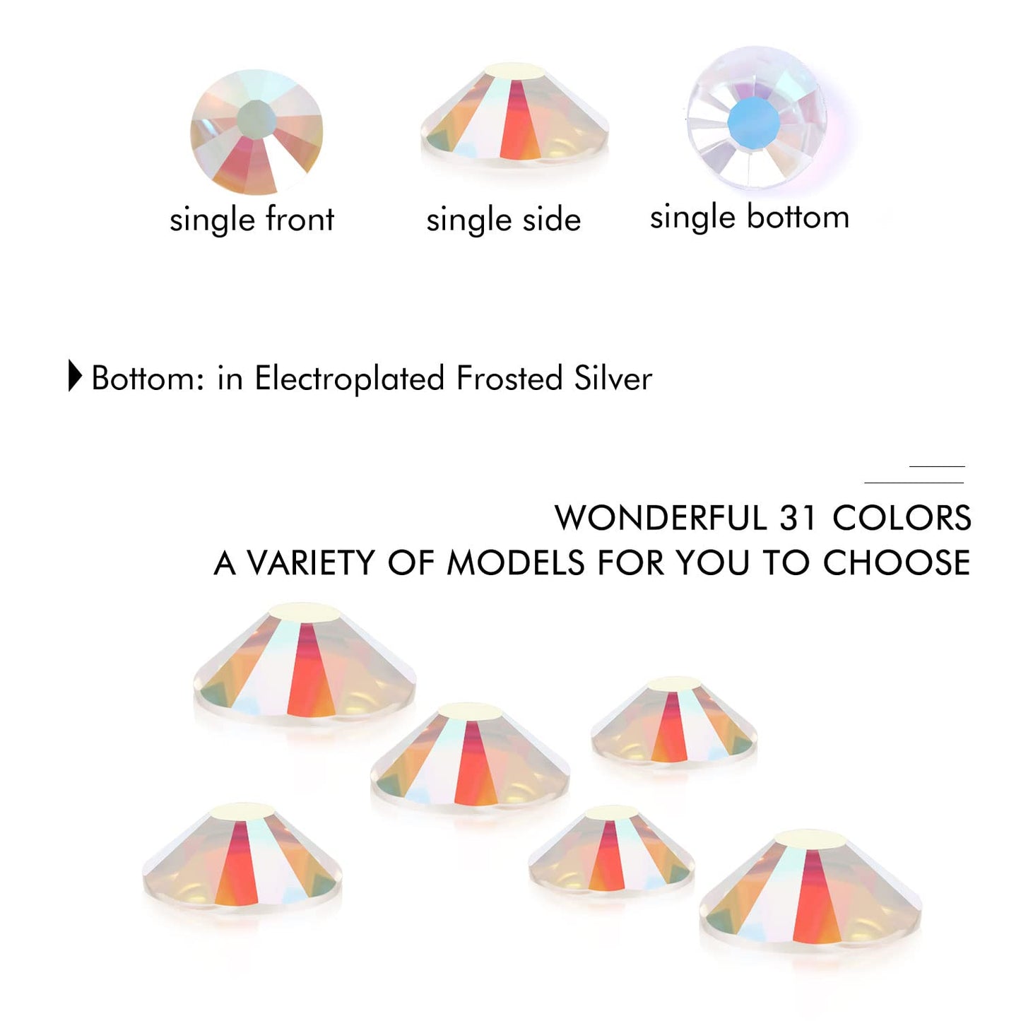 1440Pcs Transparent AB Crystal Rhinestones,Glass Flatback Rhinestones Gemstones Small for Nail Face Makeup Art Crafts Clothes Decoration -(SS6,2.0mm,Transparent AB)