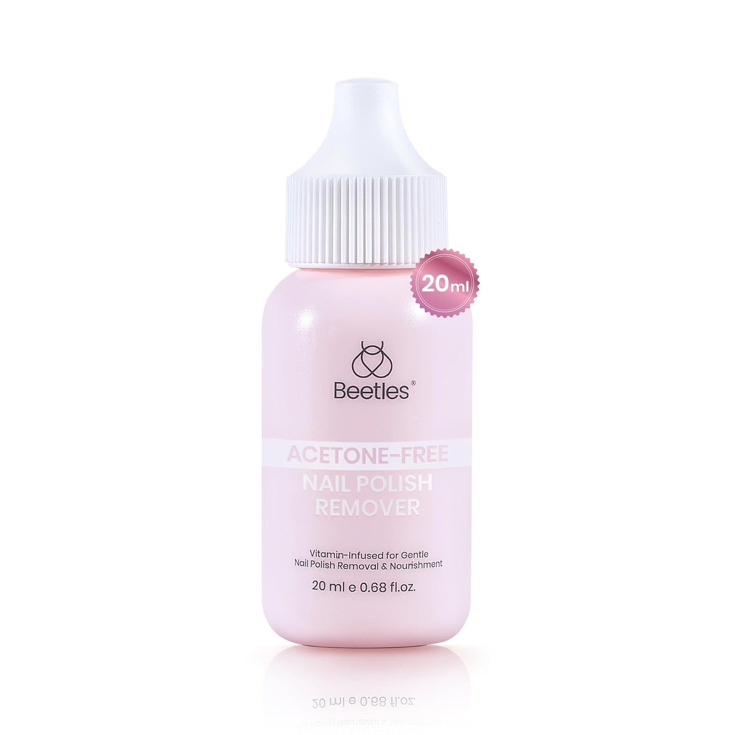 Beetles Non Acetone Nail Polish Remover - 0.67Fl Oz/20ML Controllable Nourishing Formula Acetone Free Nail Polish Remover - Non-Drying - Professional Quick and Gentle Removal for Natural Damaged Nail
