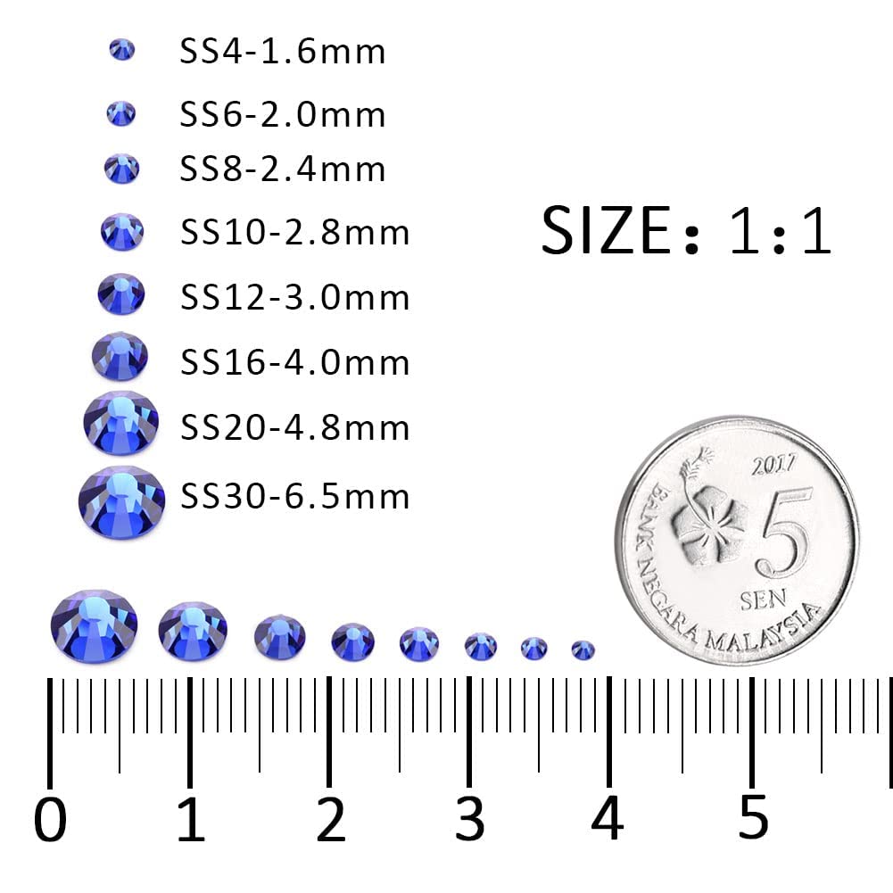 3000Pcs Royal Blue Crystal Rhinestones,Glass Flatback Rhinestones Mini Gemstones for Nail Face Makeup Art Crafts Clothes Decoration -(SS8,2.4mm,Royal Blue)