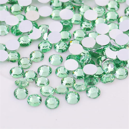 3000 Pieces SS6 2mm Flatback Rhinestones Clear Glass Round Gems Crystals for Nail Art DIY Crafts Clothes Shoes Bags （Light Green）