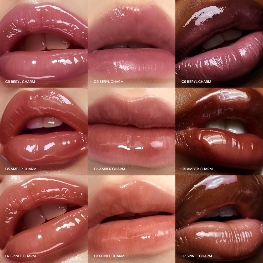 ENTROPY Makeup 2-in-1 Charm Shiny Glowy Lip & Cheek Gloss Tint Keychain, High Pigment Glossy Lip Color & Plumping Gloss, C4 Sun Stone Charm