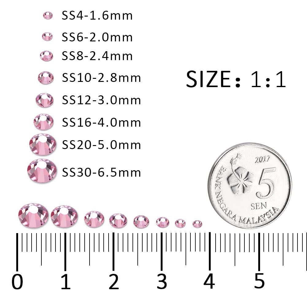 1440Pcs Light Pink Crystal Rhinestones,Glass Flatback Rhinestones Gemstones Small for Nail Face Makeup Art Crafts Clothes Decoration - (SS10,2.8mm,Light Pink)