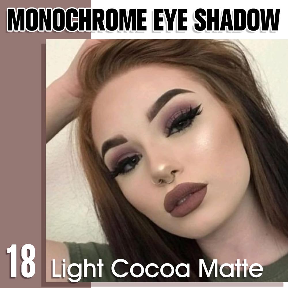 Light Cocoa Matte Eyeshadow Palette for Women, Single Monochrome Eye Shadow Makeup, Shiny Pressed Powder, Blendable Natural sombras para ojos, Holographic,Vegan,Travel -18
