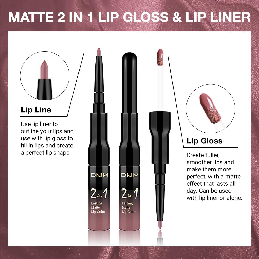evpct 1Pcs Neutral Mauve Matte Lip Liner and Liquid Lipstick Stain Makeup Set for Women, Mauve Long Lasting Smudge Proof Lipstick labiales matte mate larga duracion listip 24 hours originales, 34#
