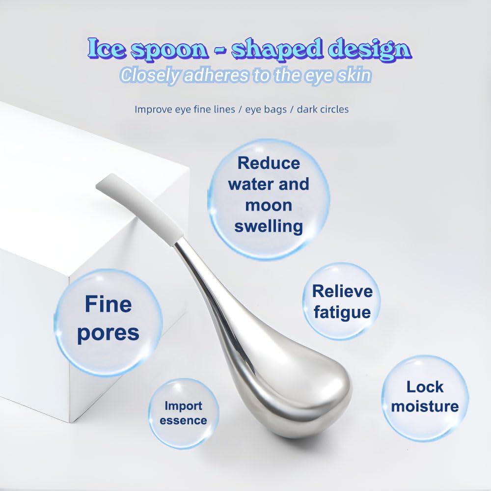 Ice Globes for Face & Eyes, Unbreakable Stainless Steel Cryo Sticks for Beauty Routines, Facials Cold Roller Cooling Globes for Puffiness, Wrinkles, Dark Circles, Headaches(White)