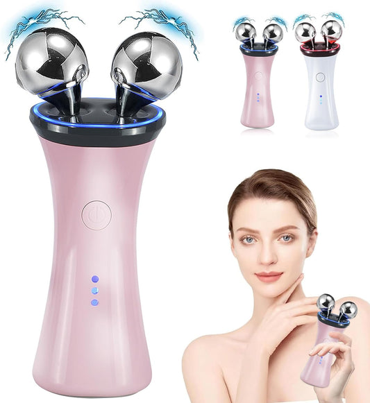 Microcurrent Facial Device, Face Massager Electric Face Lifting, Microcurrent Facial Device for Face and Neck, Best Present for Mother and Companion, Handheld Skin Care Face Toning Device(Pink)