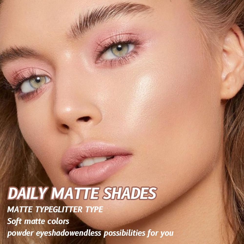 Monochrome Matte Eyeshadow Palette,Off White Pink Nude Neutral Matte Pressed Powder Single Vegan Eyeshadow,Long-Lasting Sheer Eye Makeup Apply Makeup Easily,Smooth Formula; Talc,Vegan & Cruelty-Free