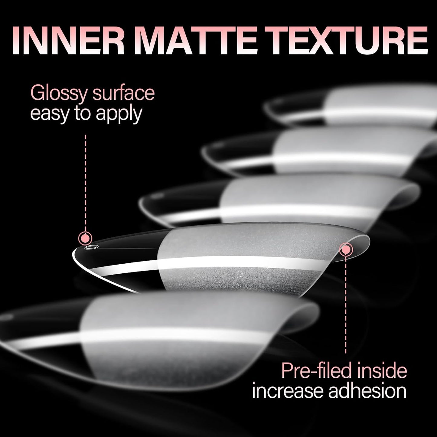 AILLSA Medium Almond Nail Tips - 450pcs Thickened False Nail Tips Half Matte Nails Tips, Fake Nails Nail Extension for Manicure