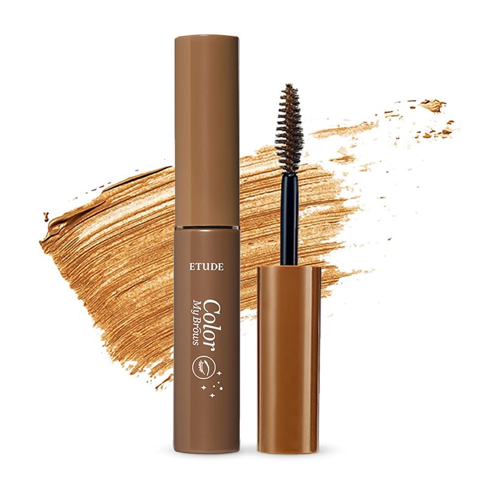 ETUDE Color My Brows, Brow Mascara, 3D Natural Coloring, Beeswax & Carnauba Wax, Moisturizing Brow Care, Eyebrow tint, Soft Gel Texture, Korean Makeup, Beauty, Natural Brown (0.152 Fl Oz)