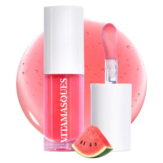 Vitamasques Korean Lip Oil Stain - Watermelon, Plump & Hydrate, Korean Lip Gloss, Lip Gloss plumper, Lip Oil For Women, Non-Sticky Lip Glow Oil Moisturizing - 0.17 Fl Oz