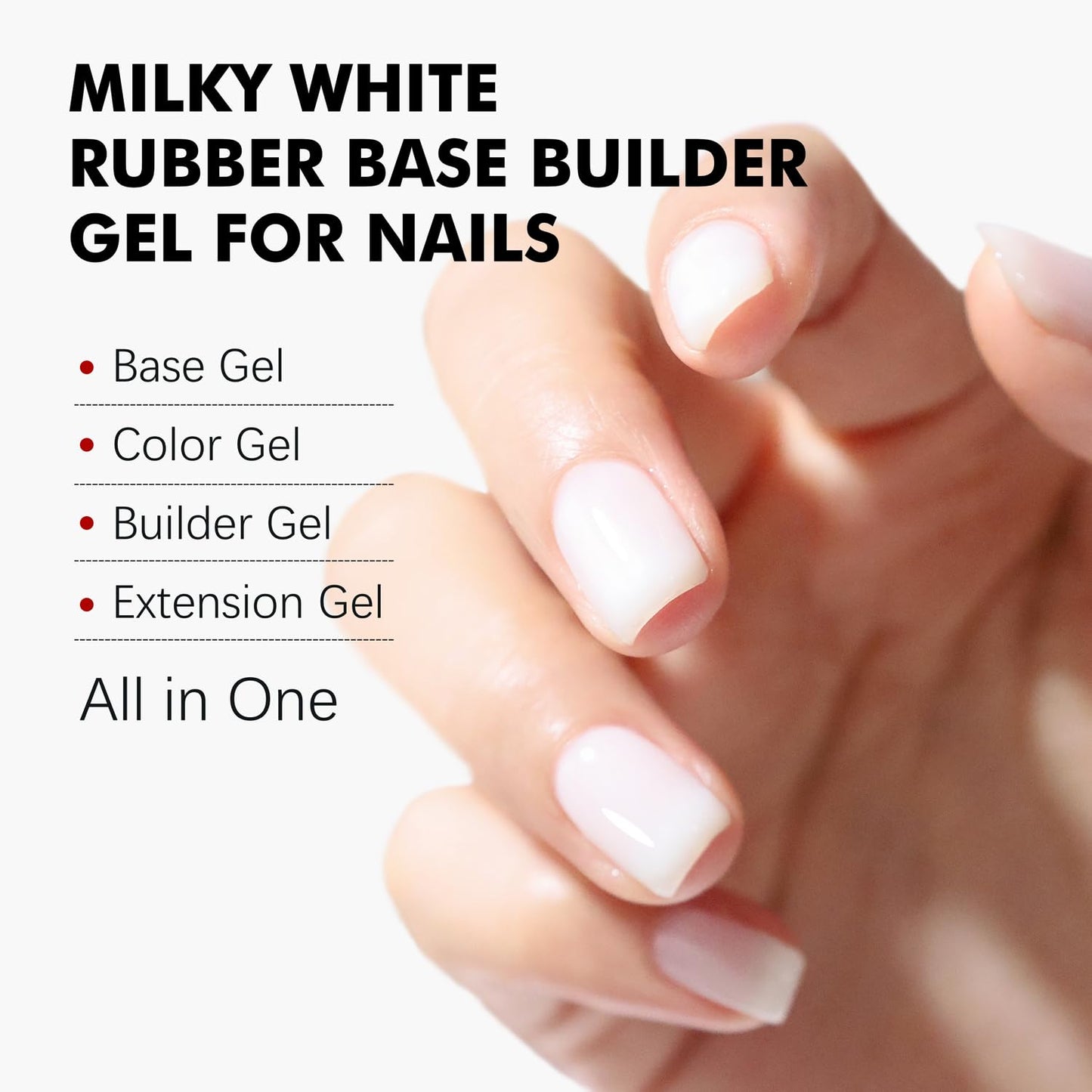 FZANEST Builder Gel for Nails, Milky White Gel Polish Rubber Base For Nails Strengthener Extension Apex Building Repair UV LED Color Base Nail Polish in Bottle