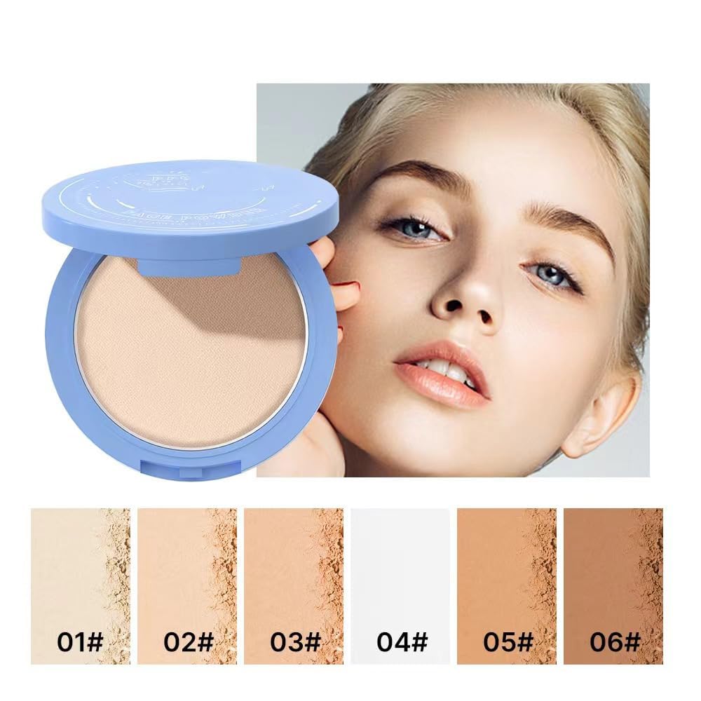 Beauty Powder Cake For Makeup Hold, Face Powder Waterproof Sets Makeup, Matte Perfection Pressed Powder, Long Wearing, Oil & Shine Control for All Skin Tones (#6, 1)