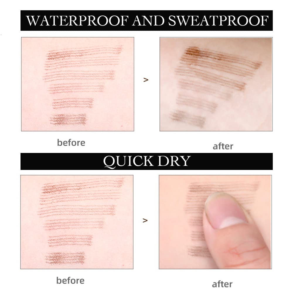 2 Pcs/Set Eyebrow Ink Pencil by Brow Stylist -Micro 4 Point Brow Pen Lift & Snatch Eyebrow Pen Kits with 3 Eyebrow Stencil Long-Lasting Waterproof Natural Eyebrow Hair (2# brown)