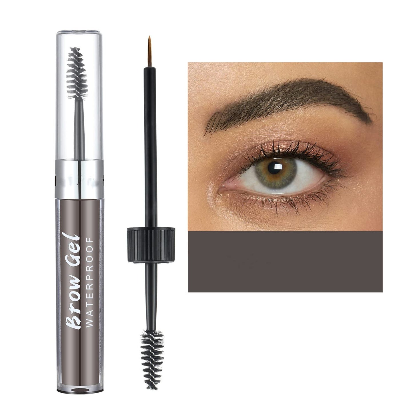MAEPEOR Waterproof Eyebrow Gel 8 Colors Full-pigmented Long Lasting Liquid Brow Gel for Fuller & Defined Looking (#07 Cool Grey）