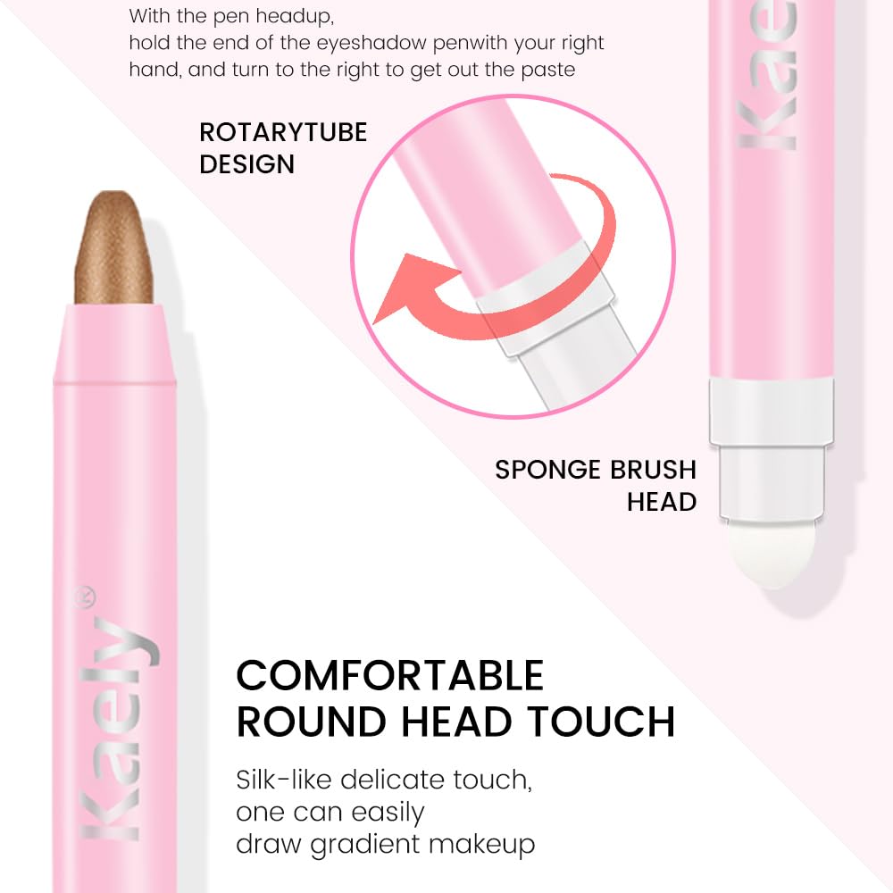 Kaely 2in1 Cream Eye Shadow Brightener Sticks for Eyes, Pencil Eyeshadow Applicator Stick Waterproof Pigmented, Eye Shadow Palette Highlighter Makeup, sombras para ojos, 20 Bronze Shimmer