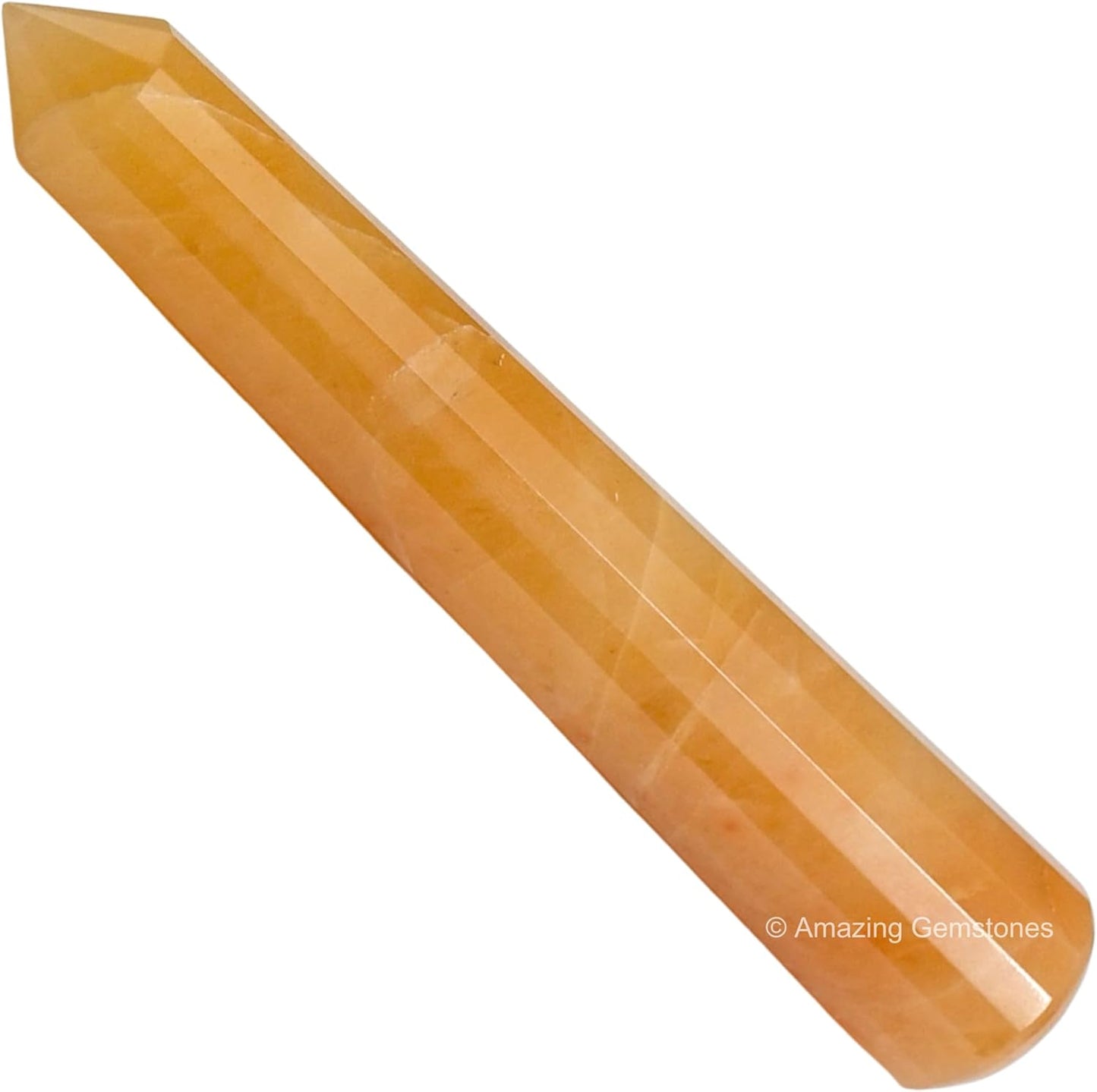 Amazing Gemstone Yellow Aventurine Crystal Wand Massage Stick - Pelvic Wand Gua Sha for Adults - Crystals and Healing Stones Massage Wands for Adults Gifts (Pointed)