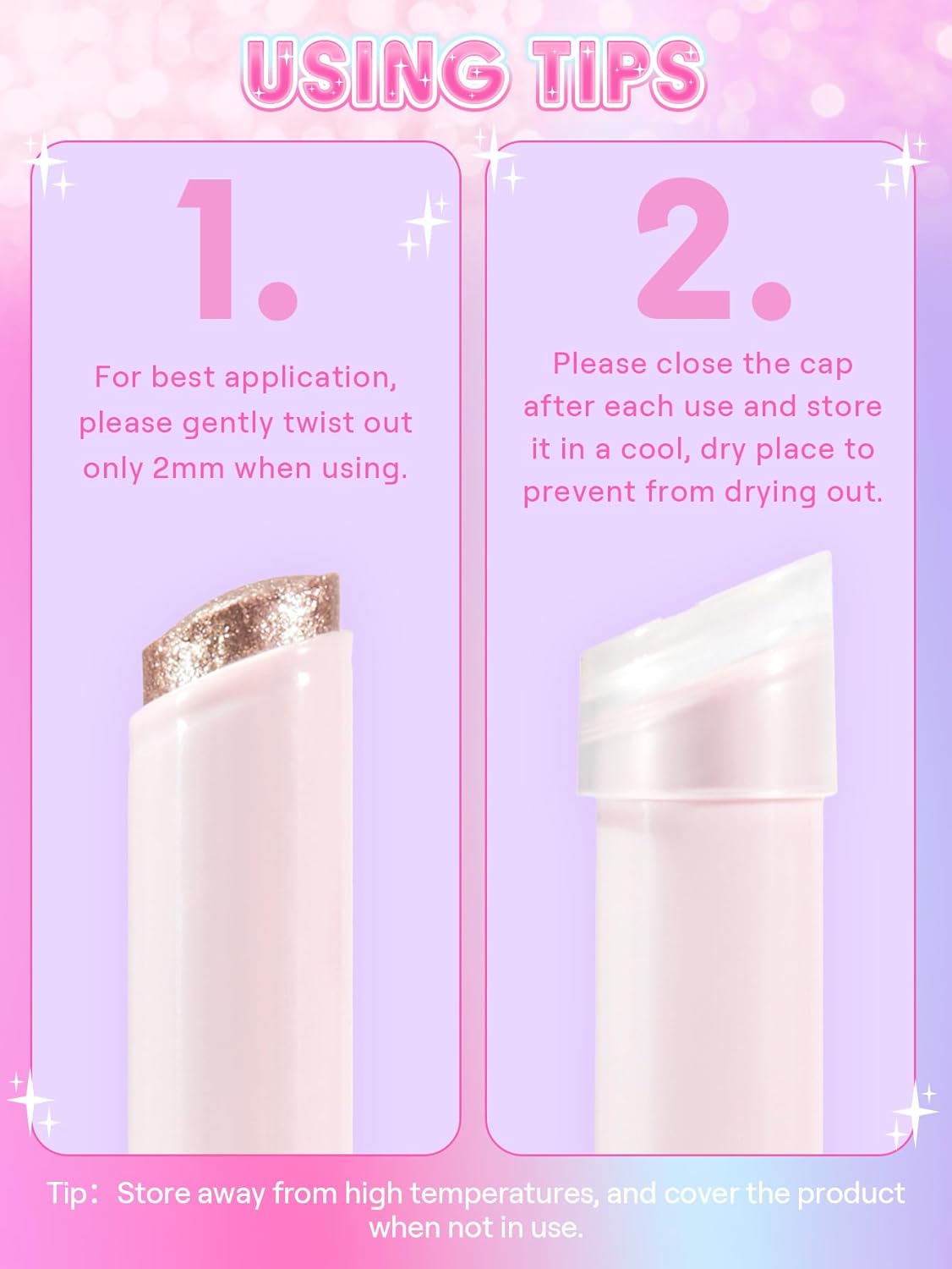 SHEGLAM Crystal Jelly Glaze Stick Eye Shadow Stick Eyeliner Brightener Pencil Crayon with Brush Easy to Blend Long Lasting Shimmer Eyeshadow-Rock Star