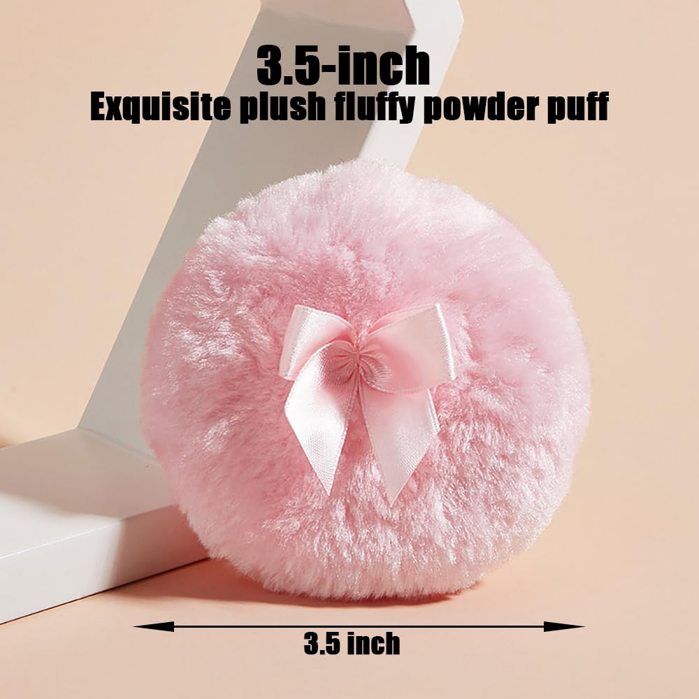 Luxury 4.2 Inch Glass Powder Container with 2 Plush Puffs｜Non-Sealed Organizer for Body Powder&Makeup｜Setting Powder Applicator w/Loose Powder Storage(Pointed Cylinder-Dazzling Colors-Large)