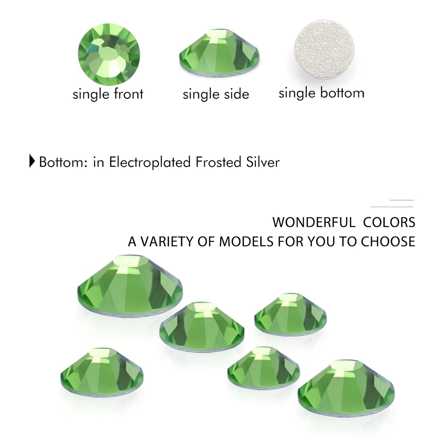 1440Pcs Light Green Crystal Rhinestones,Glass Flatback Rhinestones Gemstones Small for Nail Face Makeup Art Crafts Clothes Decoration - (SS10,2.8mm,Light Green)