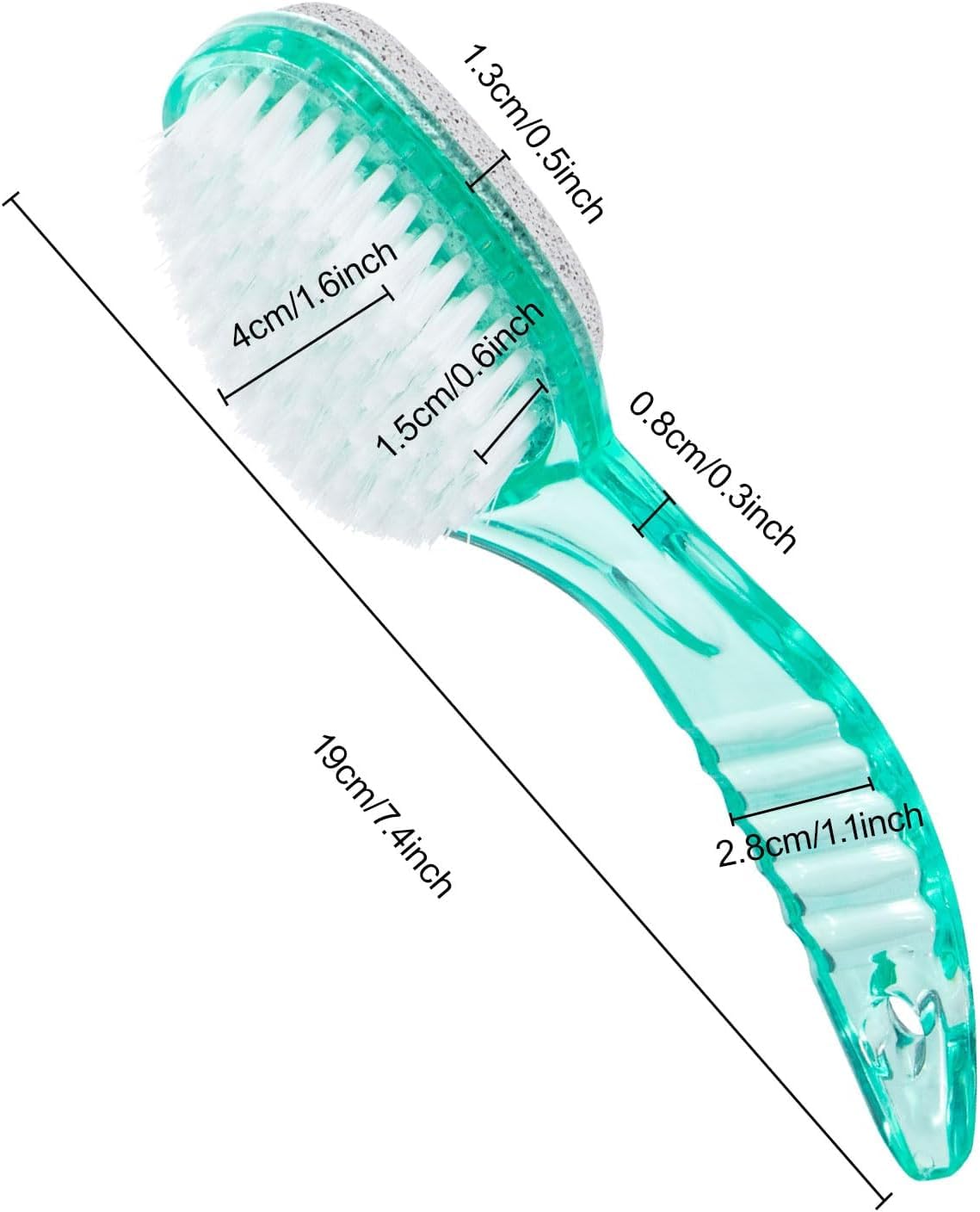 4 Pcs Foot Brush for Shower with Handle 2 in 1,Ooloveminso Large Foot Pumice Stone Brush Scrubber Foot File Calluses Remove Suitable for Horniness Foot Spa,Foot Care Smooth Skin (Green&Transparent)